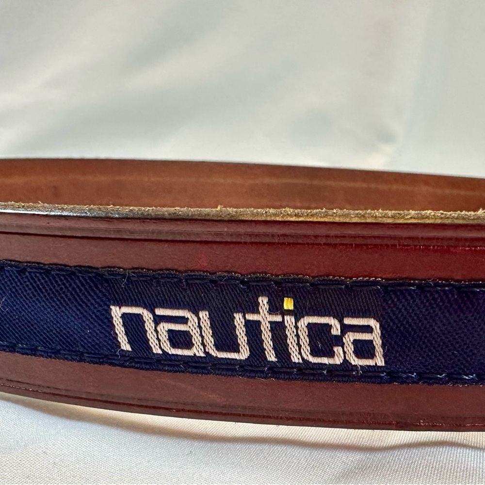 Men's Nautica Leather flag belt sz 40